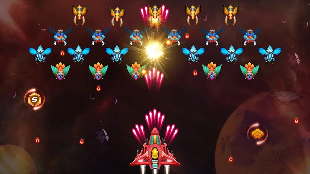 Скачать Galaxy Attack - Alien Shooter — Последняя версия (Много денег и кристаллов) — скриншот 5