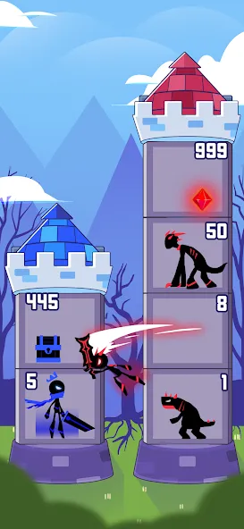 Скачать Hero Castle War: Tower Attack — Модификация Много денег и кристаллов — скриншот 1