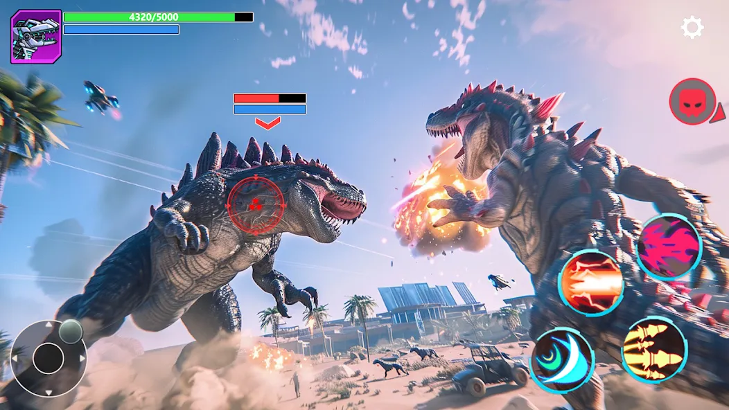 Mech War: Jurassic Dinosaur — Взломанная версия (Много денег и бессмертие) — скриншот 1 Mech War: Jurassic Dinosaur — Взломанная версия (Много денег и бессмертие) — скриншот 1