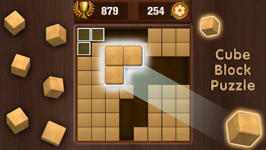 Wooden Cube Block Puzzle Mod APK Много денег — Скачать на Андроид — скриншот 1