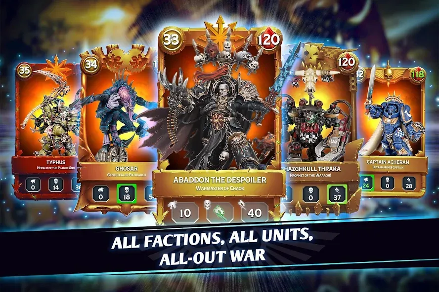 Warhammer Combat Cards - 40K MOD — Много денег на Андроид — скриншот 1