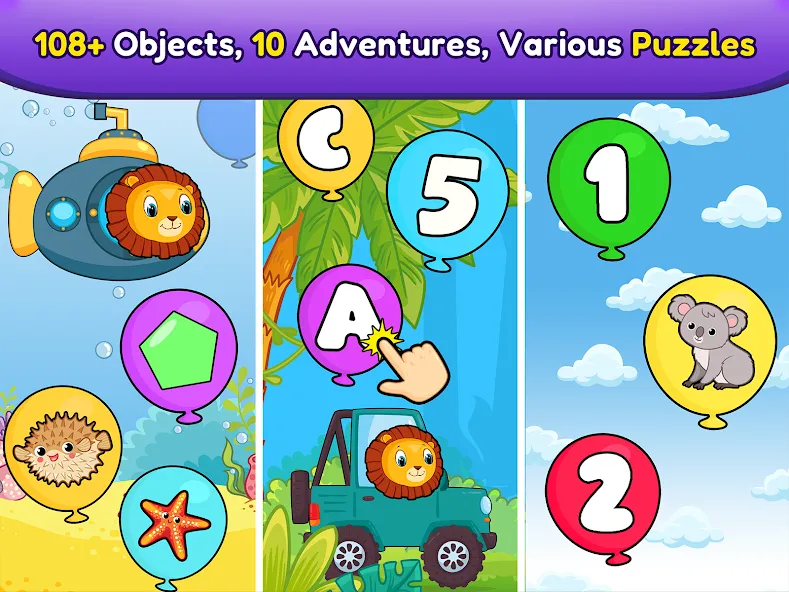 Balloon Pop Kids Learning Game MOD APK на Android — Все уровни разблокированы — скриншот 1