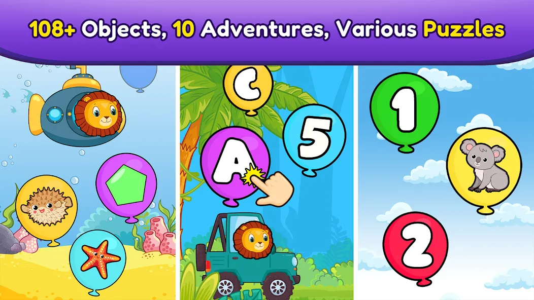 Balloon Pop Kids Learning Game MOD APK на Android — Все уровни разблокированы — скриншот 5