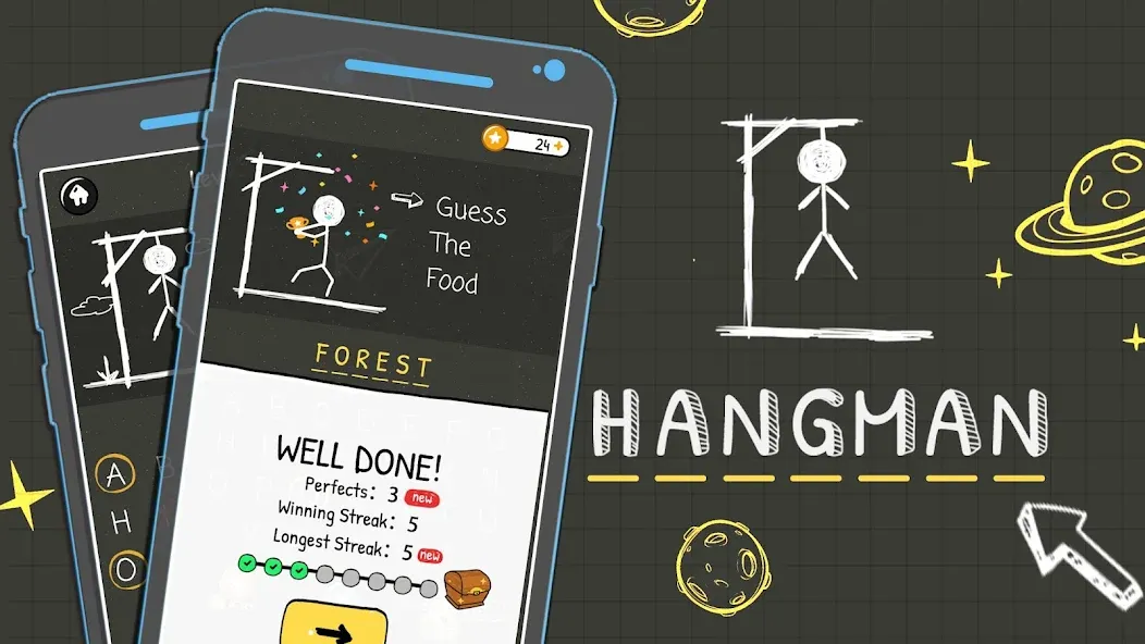 Hangman Words:Two Player Games на Андроид — Все слова разблокированы — скриншот 1