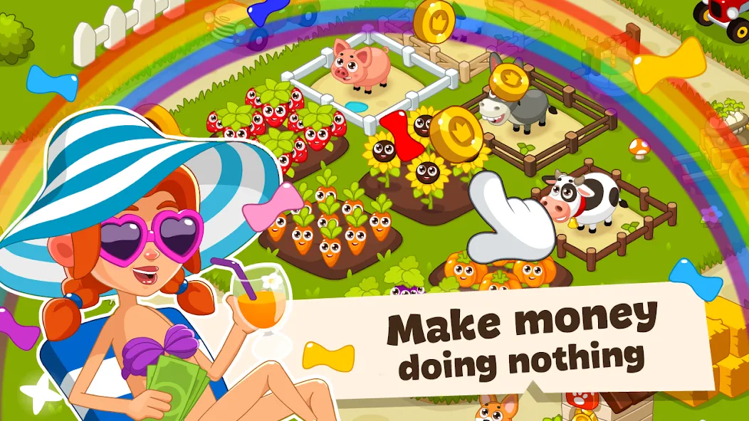 Скачать взломанную Idle Farm Game Offline Clicker — Много денег — скриншот 3