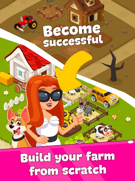 Скачать взломанную Idle Farm Game Offline Clicker — Много денег — скриншот 5