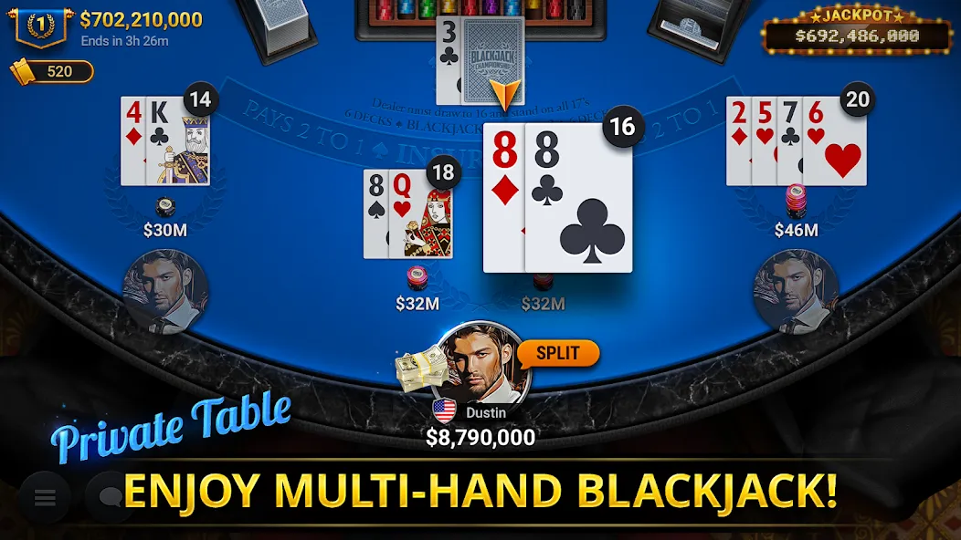 Скачать Blackjack Championship — Последняя версия (Взлом на много денег) — скриншот 5