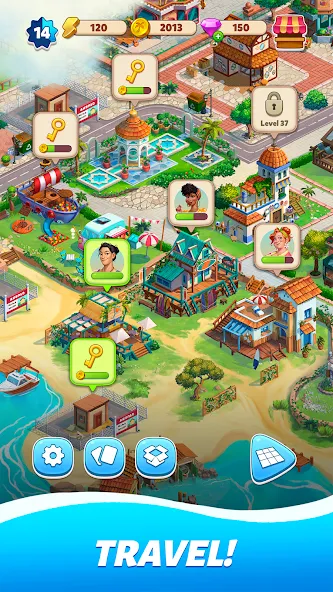 Взломанная Travel Town - Merge Adventure на Андроид — Много денег и энергии — скриншот 4