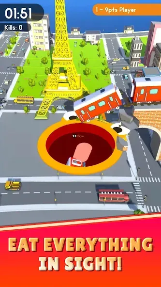 Hole.io на Андроид — Мод Много скинов и без рекламы — скриншот 1