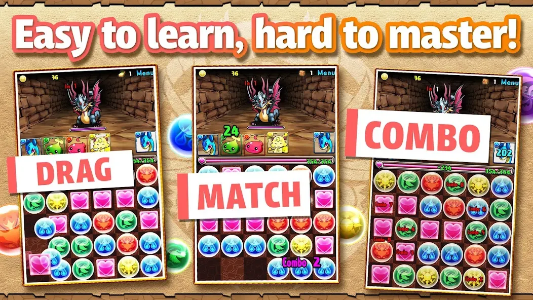 Скачать Puzzle & Dragons (Мод: Бессмертие и ваншот) на Андроид — скриншот 2