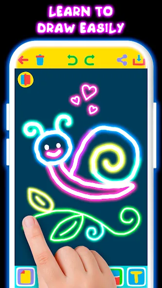 Скачать Drawing For Kids - Glow Draw на телефон — Все цвета и неоновые кисти открыты — скриншот 3
