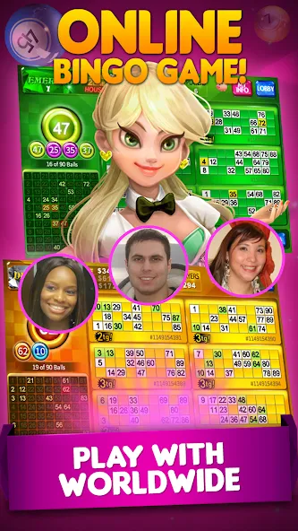 Bingo 90 Live : Vegas Slots — Мод: Много денег — скриншот 2