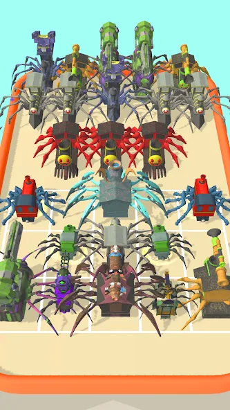 Merge Spider Train MOD APK — Много денег и без рекламы — скриншот 2