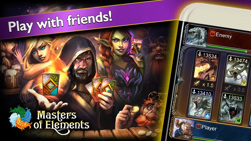 Скачать взлом Masters of Elements－Online CCG на Андроид — Много кристаллов и карт — скриншот 4