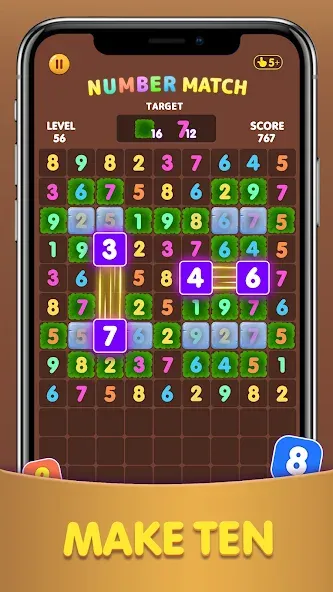 Number Match: Ten Crush Puzzle MOD APK — Много денег и без рекламы — скриншот 4