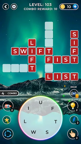 Скачать WOW4:Word Connect Offline Word (Мод: Много подсказок) на Андроид — скриншот 1