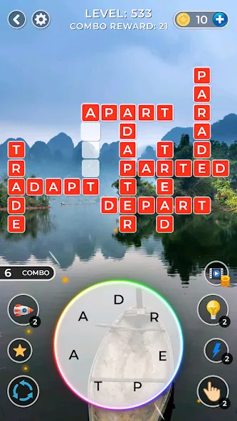 Скачать WOW4:Word Connect Offline Word (Мод: Много подсказок) на Андроид — скриншот 4