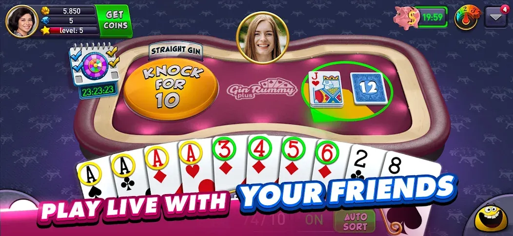 Взлом Gin Rummy Plus: Fun Card Game — Много денег и без рекламы — скриншот 3