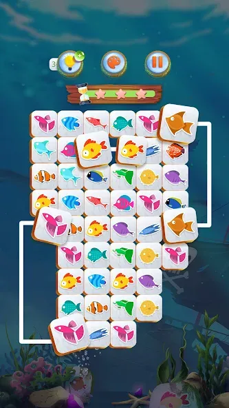 Скачать Mahjong Connect Fish World (Мод: Много денег и без рекламы) на Андроид — скриншот 1