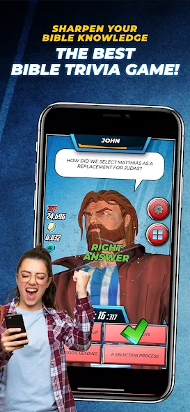 Bible Trivia Game: Heroes на Андроид — Все подсказки и уровень бесконечны — скриншот 1 Bible Trivia Game: Heroes на Андроид — Все подсказки и уровень бесконечны — скриншот 1