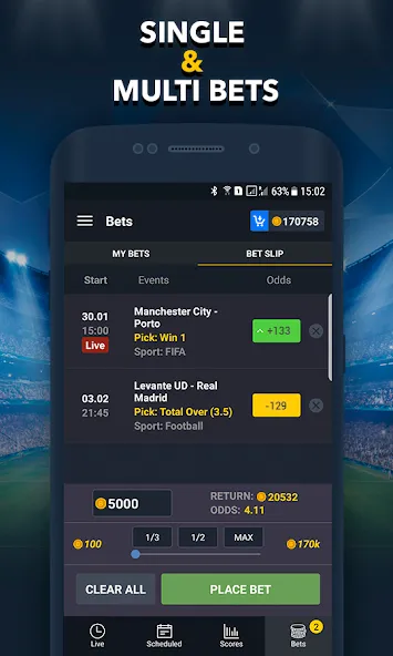 Sports Betting Game - BETUP MOD APK — Много денег — скриншот 5
