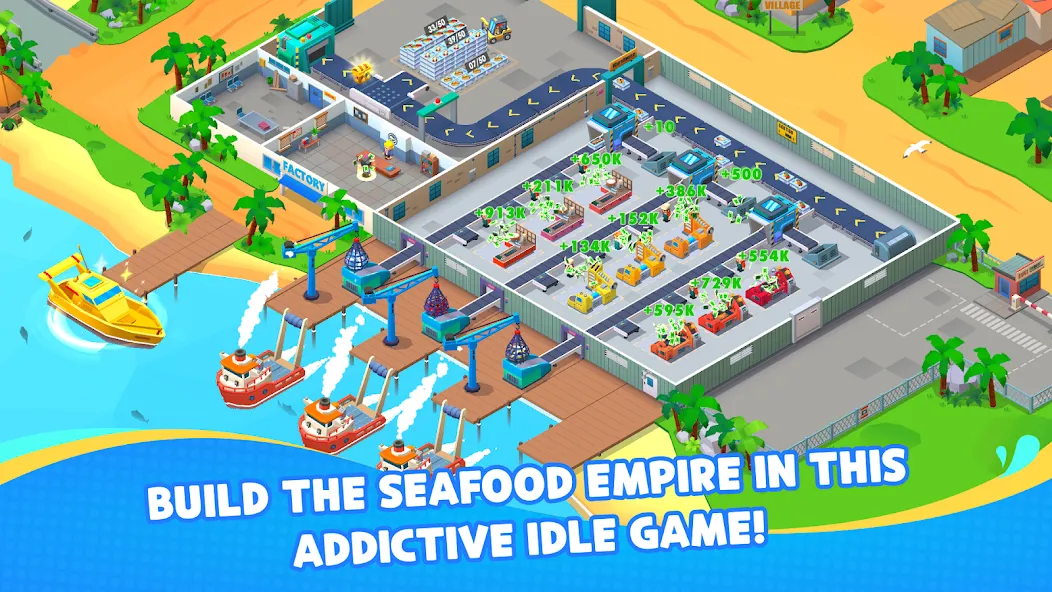 Seafood Inc - Tycoon, Idle на Андроид — Много денег — скриншот 1 Seafood Inc - Tycoon, Idle на Андроид — Много денег — скриншот 1