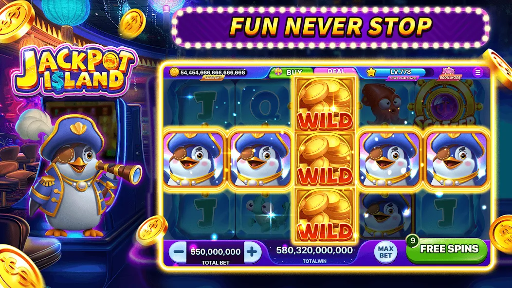 Jackpot Island - Slots Machine — Мод: Бесконечные деньги и золото — скриншот 4