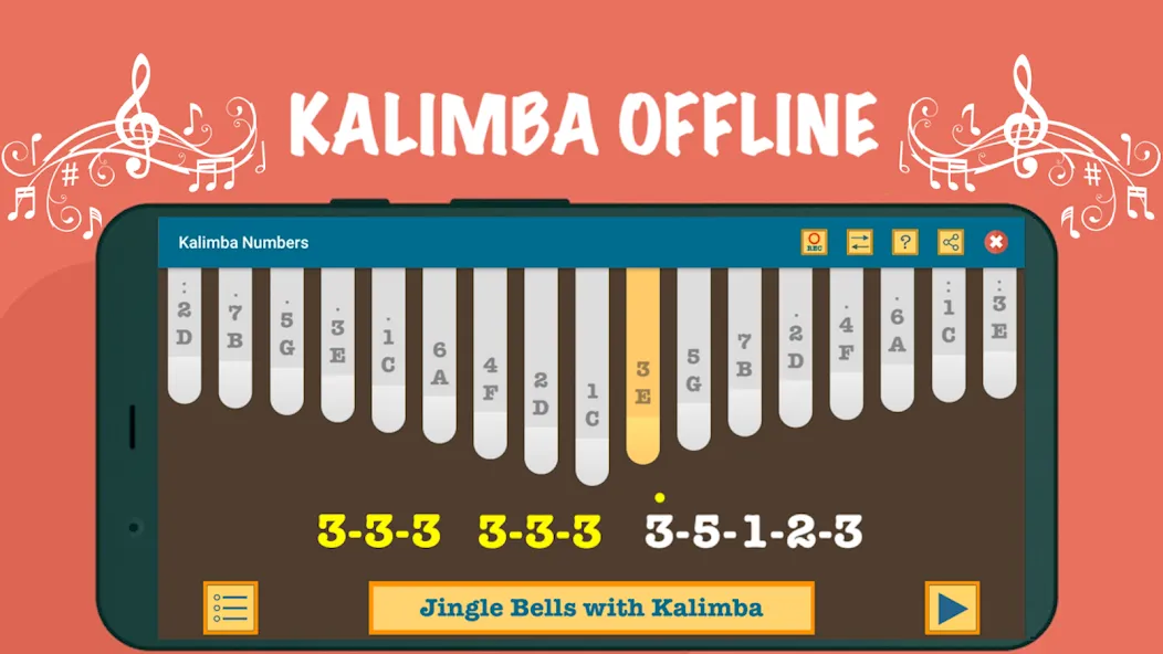 Kalimba App With Songs Numbers на Андроид — Все песни разблокированы — скриншот 2