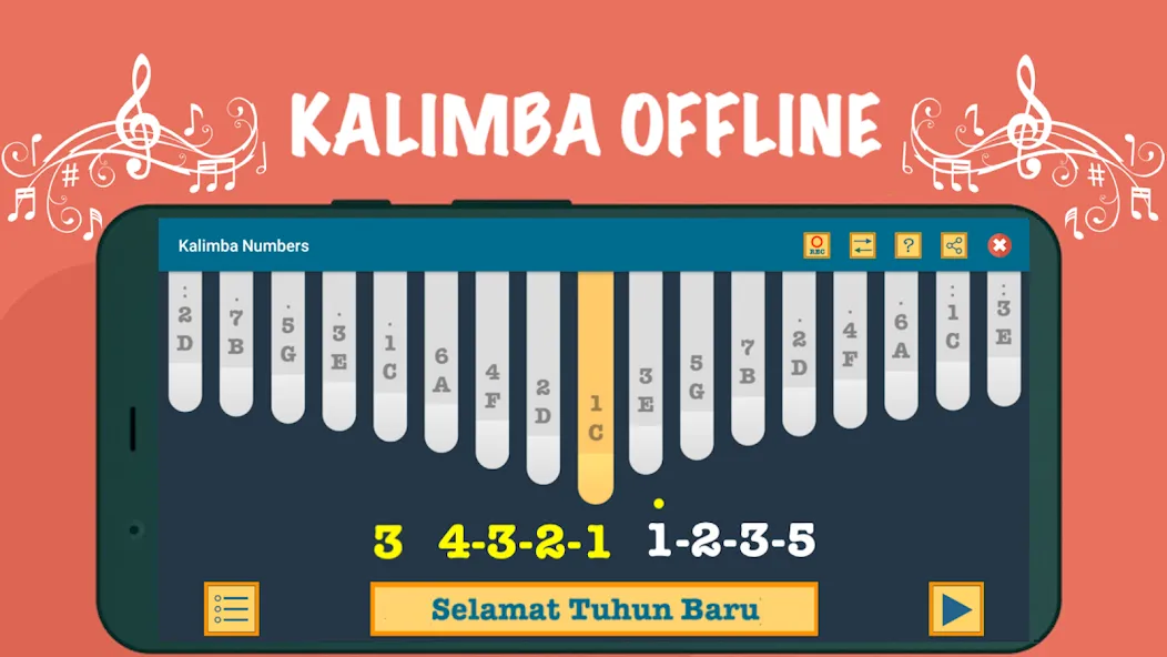 Kalimba App With Songs Numbers на Андроид — Все песни разблокированы — скриншот 3