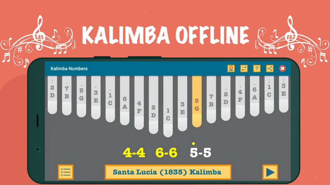 Kalimba App With Songs Numbers на Андроид — Все песни разблокированы — скриншот 4