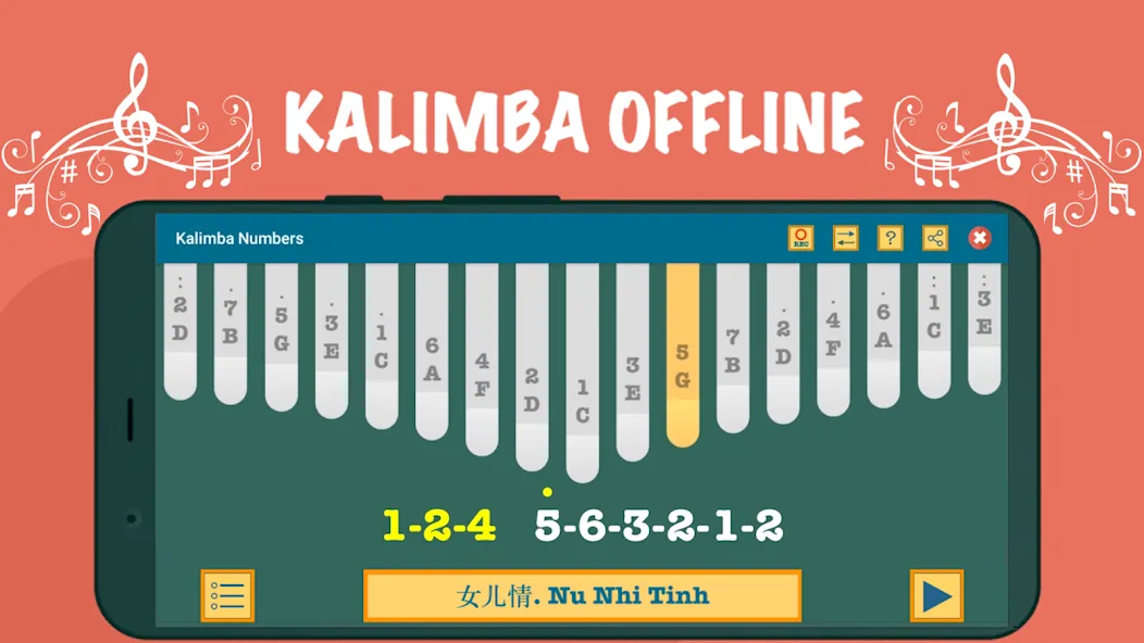 Kalimba App With Songs Numbers на Андроид — Все песни разблокированы — скриншот 5