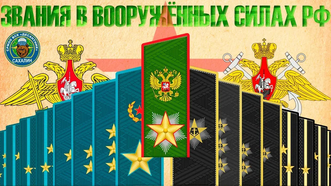 Скачать Звания ВС РФ (Мод: Все звания открыты и отключена реклама) на Андроид — скриншот 1
