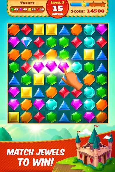 Взломанная Jewel Empire : Quest & Match 3 на Андроид — Много денег — скриншот 1