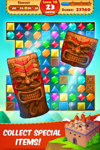 Взломанная Jewel Empire : Quest & Match 3 на Андроид — Много денег — скриншот 2