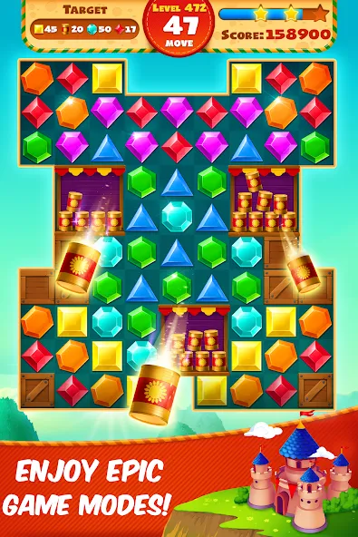 Взломанная Jewel Empire : Quest & Match 3 на Андроид — Много денег — скриншот 5