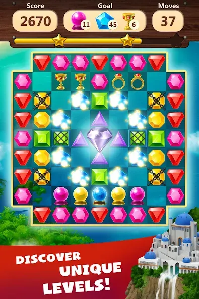 Скачать Jewels Planet - Match 3 Puzzle на Андроид — Много жизней и ходов — скриншот 3