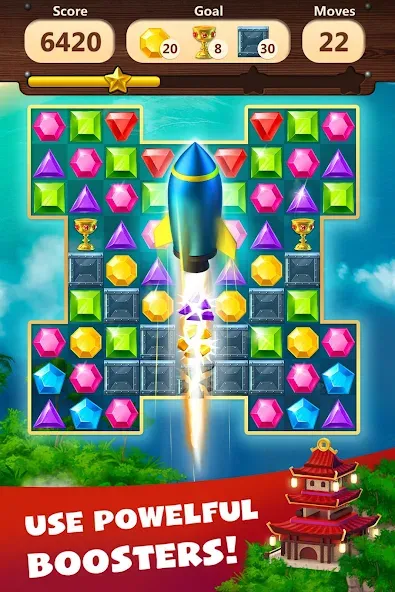 Скачать Jewels Planet - Match 3 Puzzle на Андроид — Много жизней и ходов — скриншот 4