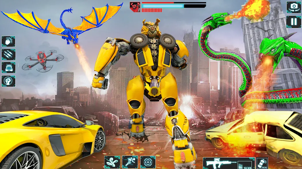 Snake Car Robot Transformation на Андроид — Мод Все машины разблокированы — скриншот 2