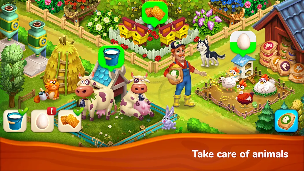 Farmington – Farm game — Мод: Много денег и кристаллов — скриншот 5