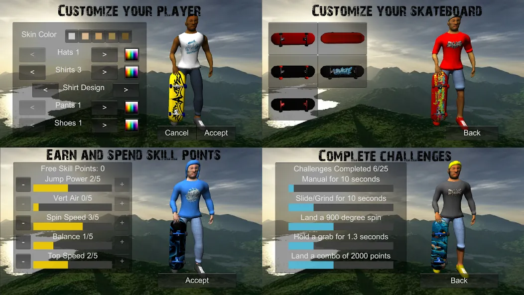 Skating Freestyle Extreme 3D MOD APK — Много денег и все трюки разблокированы — скриншот 5