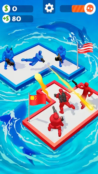 Скачать War of Rafts: Crazy Sea Battle (Мод: Много денег) на Андроид — скриншот 2 Скачать War of Rafts: Crazy Sea Battle (Мод: Много денег) на Андроид — скриншот 2