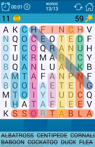 Скачать Word Search (Мод: Бесконечные подсказки) на Андроид — скриншот 2